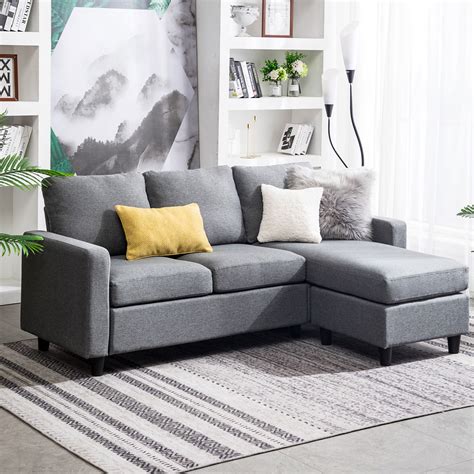 Your apartment, living room, den, playroom, basement, or any other room can instantly be transformed into a guest room with the convenience of a small sleeper sofa. Grey Sectional Sofa L-Shaped Couch W/Reversible Chaise for Small Space | eBay