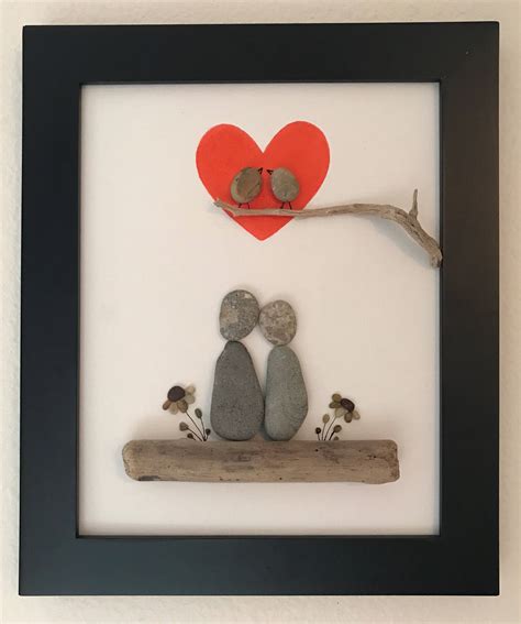 Pebble Art-Couple-Love Birds | Etsy