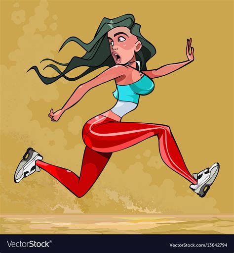 Cartoon Frightened Woman Is Running Very Fast Vector Image
