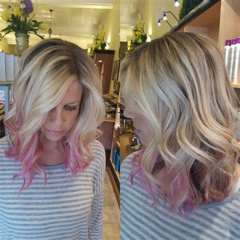 Pink Painted Ends On Blonde Balayage Blonde Pink Balayage Balayage