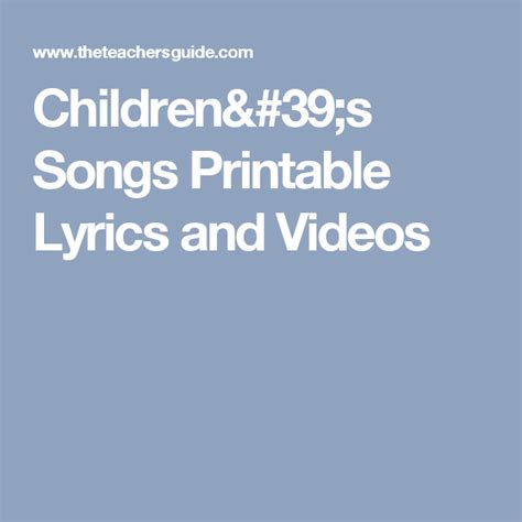 We can guide you through the process, connect to successful udemy instructors and have tons of resources on course creation. Children's Songs Printable Lyrics and Videos | Childrens ...