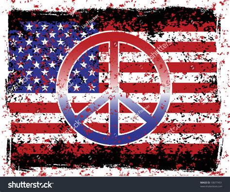Illustration American Flag Peace Sign Grunge Stock Illustration
