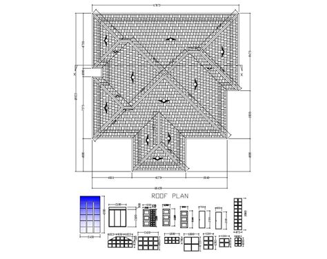 Roof Plan Of House Mtr X Mtr With Detail Dimension In Dwg
