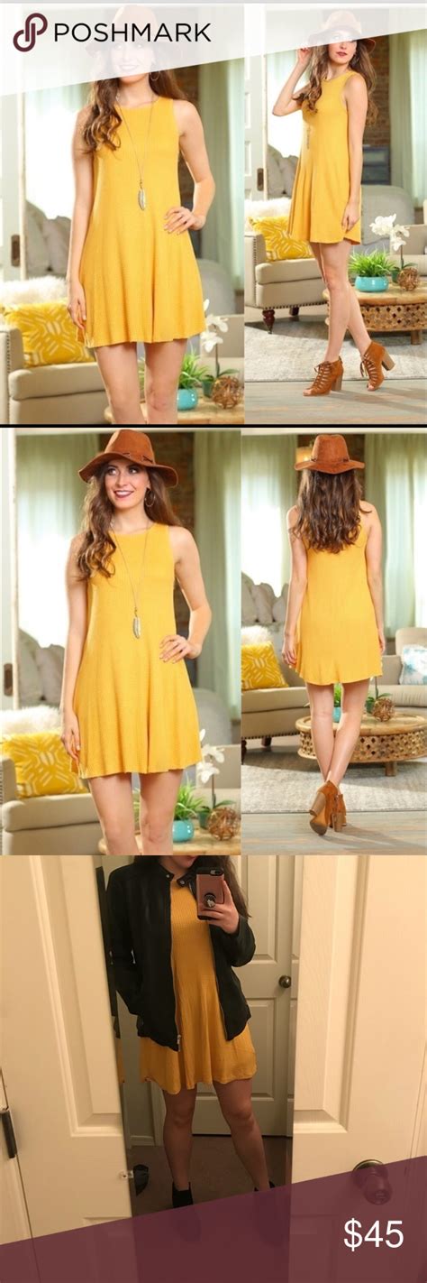Yellow Waffle Knit Sleeveless Dress Clothes Design Dresses Waffle Knit