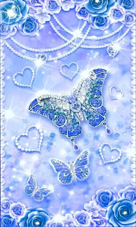 Aesthetic Crystal Blue Glitter Butterfly Wallpaper Img Abdulrahman