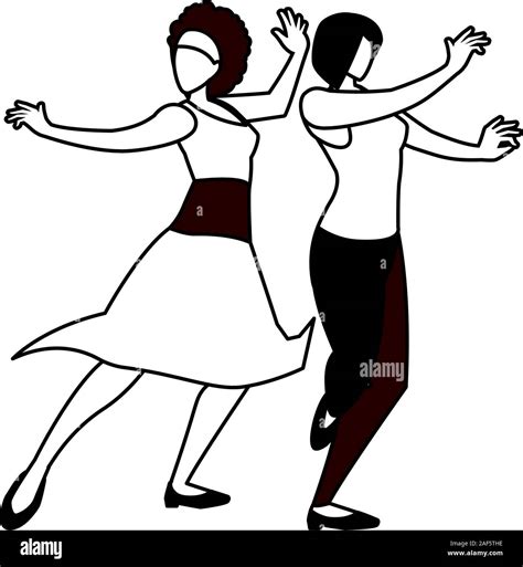 Silhouette Of Women In Dance Pose On White Background Vector