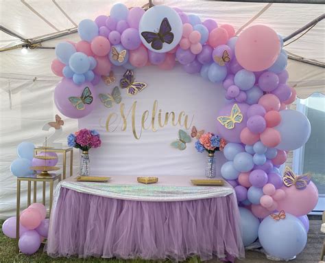 Half Organic Balloon Arch Decoration Butterfly Birthday 1st Birthday