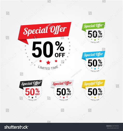 Special Offer 50 Labels Set Stock Vector Royalty Free 255745555