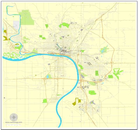 Sioux City Iowa Us Exact Vector Street City Plan Map V2