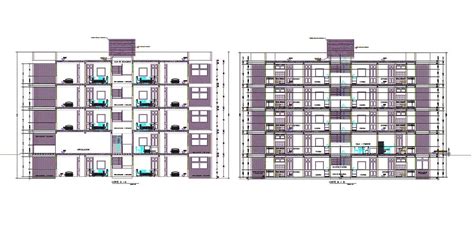 5 Storey Apartment Building Section Drawing Cadbull