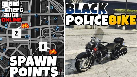 New Black Police Bike Spawn Locations With Map In Gta 5 Online Super
