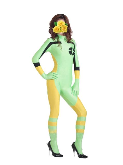 Rogue Cosplay Costumes X Men Spandex Lycra Zentai Rogue Costume For Carnival And Halloweenrogue