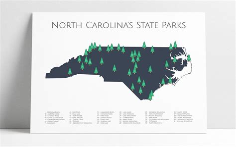North Carolinas State Parks Checklist Map Nc State Parks Nursery