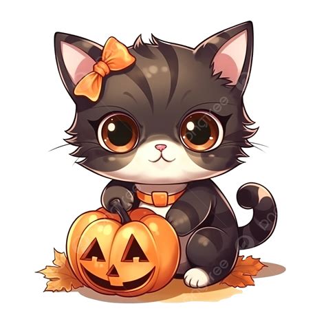 Cute Cartoon Cat With Pumpkin Halloween Day Illustration Cat Design