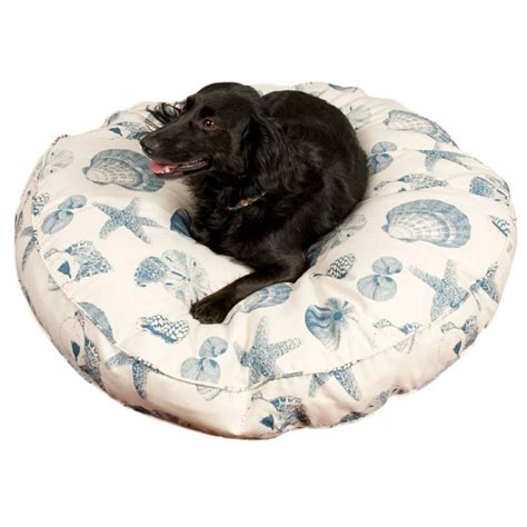 Snoozer Nautical Round Pillow Pet Bed Small Shells Pet