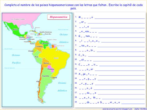 Me Encanta Escribir En Español Mapa De Hispanoamérica