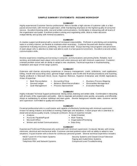 Free 7 Resume Summary Samples In Pdf Ms Word