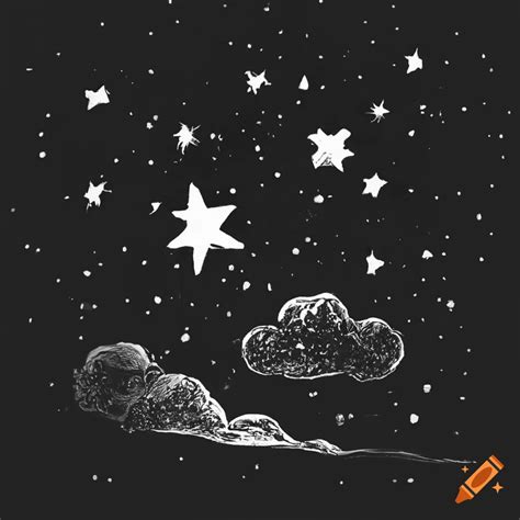 Kid Style Sketch Of A Dreamy Night Sky With Stars
