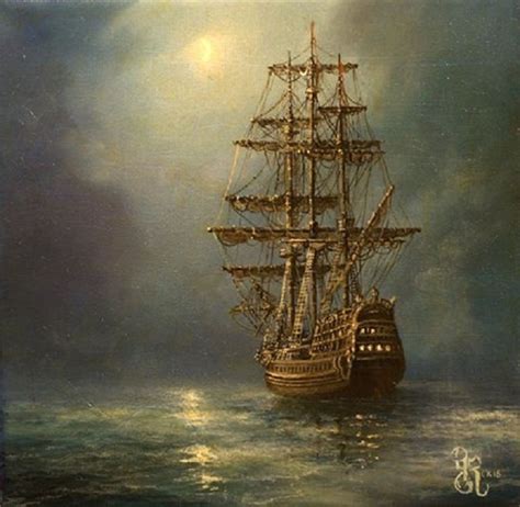 Ship At Night By Robert Zietara Foshe Art Artfinder
