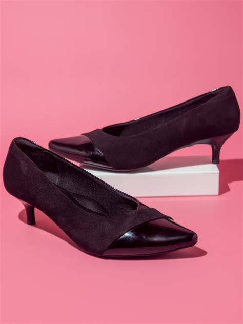 Women Black Pointed Toe Kitten Pumps Inc5 Shoes
