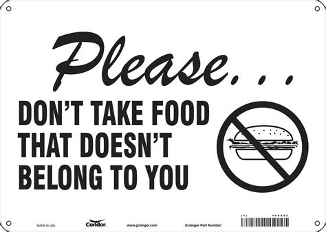 Condor Safety Sign Sign Format Other Format Please Dont Take Food