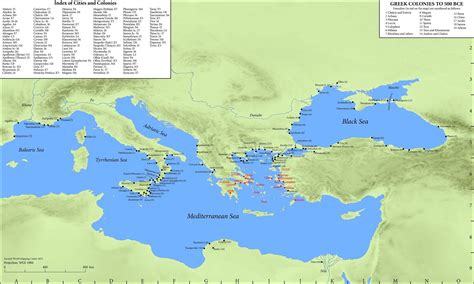 Map Of The Greek Colonies Around The World In 500 Bc