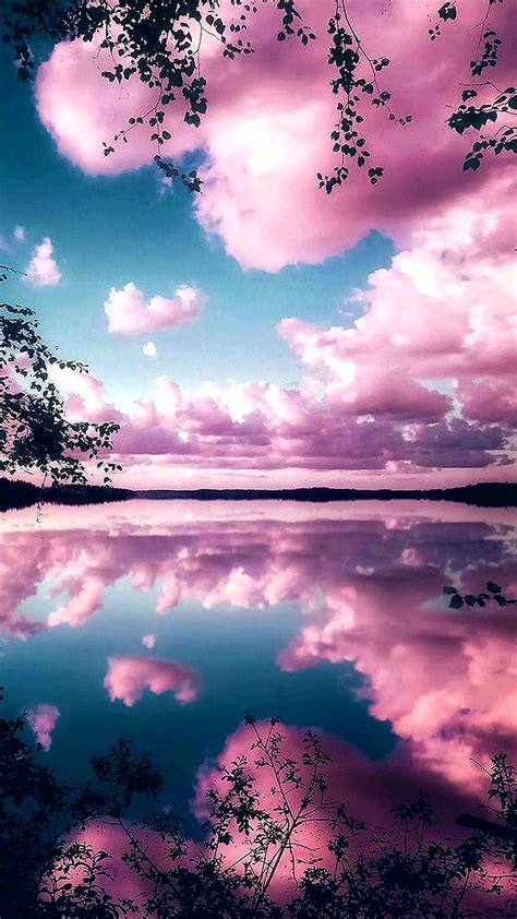 Reflecting Pink Sky Clouds Hd Phone Wallpaper Peakpx