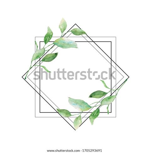 Watercolor Floral Illustration Leaf Wreath Frame Stock Illustration