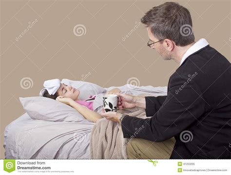 Single Parent And Sick Daughter Stock Image Image Of