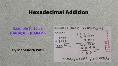 Hexadecimal Addition Without Converting To Any Other Base In Very