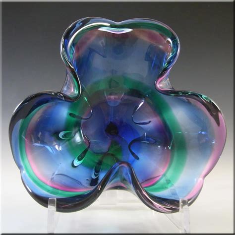 Iwatsu Japanese Multicoloured Cased Glass Bowl Best Art Glass Label