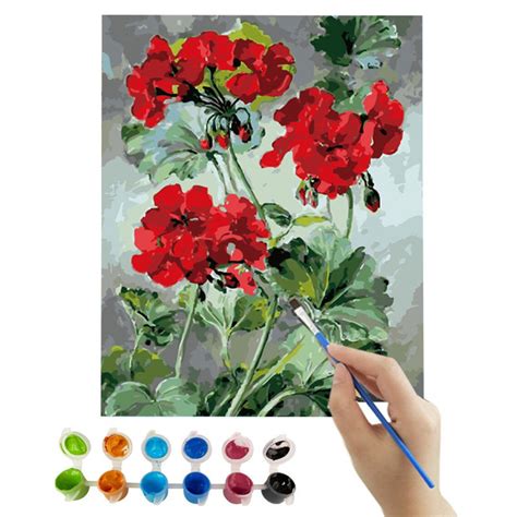 Flowers Paint By Number Kit Adult Floral Diy Painting Kit Etsy