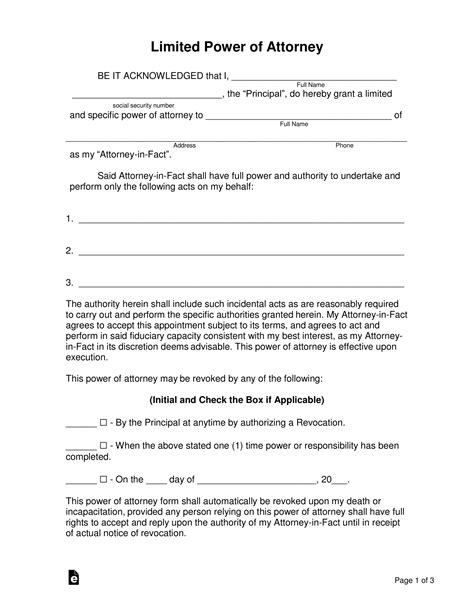Free Power Of Attorney Poa Forms 11 Pdf Word Eforms