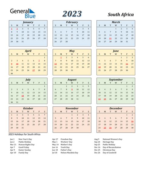 2023 Calendar South Africa With Public Holidays Pdf