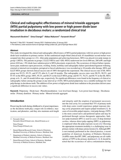 Clinical And Radiographic Effectiveness Of Mineral Trioxide Aggregate