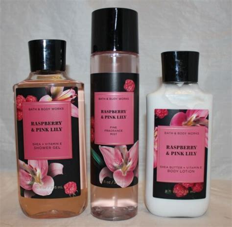 Bath And Body Works Raspberry And Pink Lily Body Lotion Shower Gel And Fragrance Mist Ebay