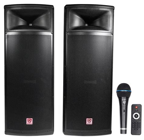 Rockville Rpg225k Pair Dual 15 2000w Powered Dj Speaker System W