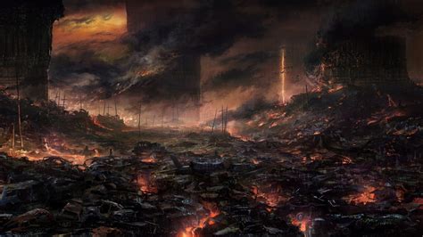 Apocalyptic Artwork Fire Explosion Wasteland Disaster Wildfire