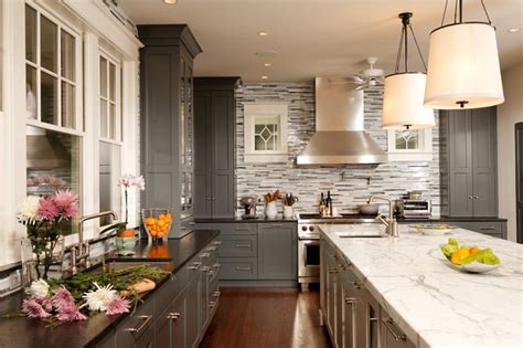 Kitchen cabinet on the outside, chalkboard on the inside. Gray, Painted Cabinets by Greenfield Cabinetry | Chicago ...