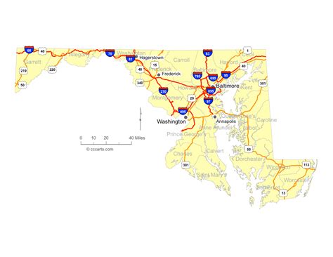 Laminated Map Large Detailed Roads And Highways Map Of Maryland State