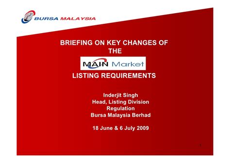 For the companies publicly traded on the malaysia exchange, see list of companies listed on the malaysia exchange. Key Changes of the Listing Requirements for Main Market ...
