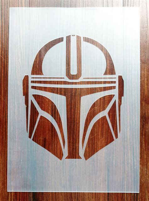 The Mandalorian Star Wars Stencil Mask Reusable Pp Sheet For Etsy Uk