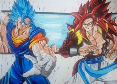 Drawing Gogeta Ssj4 Vs Vegito Ssj Blue •battle Of Two Epic Fusions