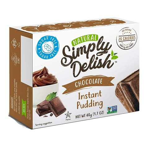 Simply Delish Natural Instant Chocolate Pudding 17 Oz Pack 12
