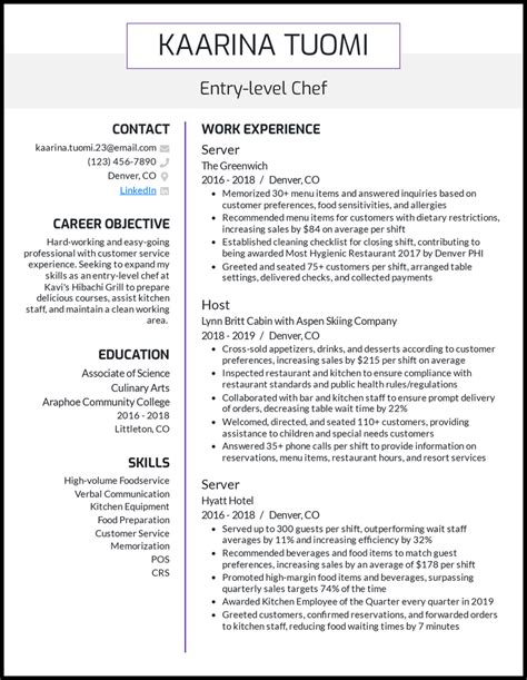 5 Chef Resume Examples To Get You Hired In 2022