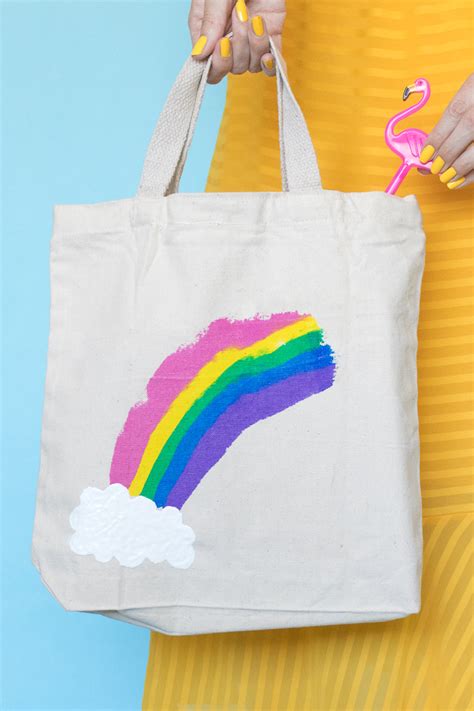 Rainbow Paint Scraped Tote Bag Back To School Diy Club Crafted