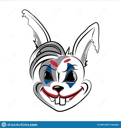 A Bad Bunny Hand Drawn In Doodle Style Hare Joker Crazy Rabbit Head