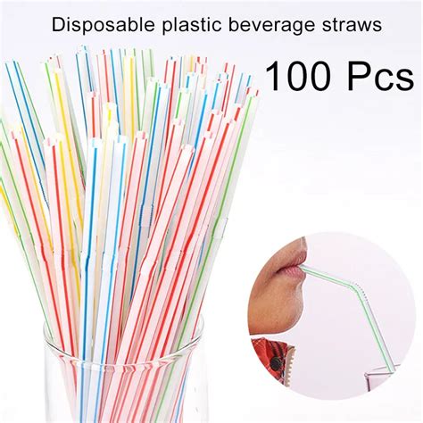 100pcs Drinking Straws Flexible Reusable Bendable Suitable For Various