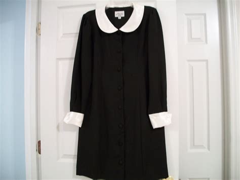 Vintage Black Dress White Collar And Cuffs Harlow Size 10