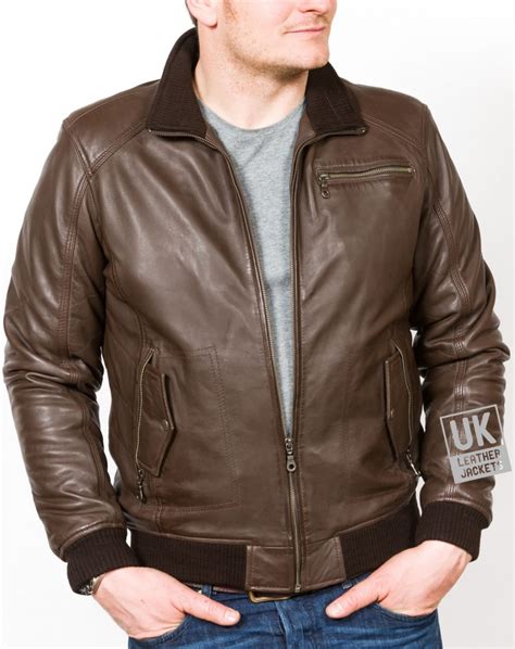 Classic men's lambskin leather jacket biker motorcycle basic brown coat collared. Mens Brown Leather Bomber Jacket - Axis | UK LJ